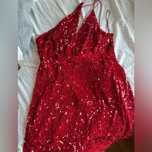 red sequin zara dress